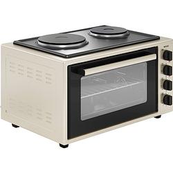 Foto van Wiggo wmo-e4562h(c) - vrijstaande oven met kookplaat 2000w - 45 liter - creme