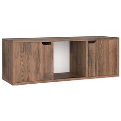 Foto van The living store televisiemeubel - gerookt eiken - 88.5 x 27.5 x 30.5 cm - massieve constructie