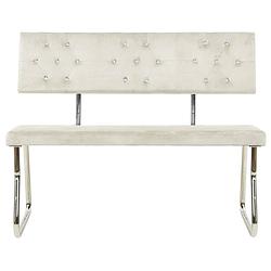 Foto van The living store bank velvet - crèmewit - 110x53x82.5 cm - fluweel - metaal