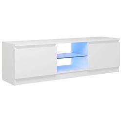 Foto van The living store tv-meubel - led-verlichting - rgb - wit - bewerkt hout en gehard glas - 120x30x35.5 cm