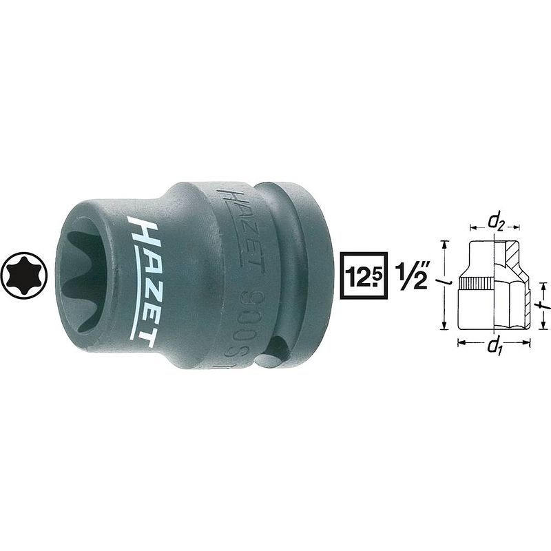 Foto van Hazet hazet 900s-e24 buiten-torx kracht-dopsleutelinzet t 24 1/2 (12.5 mm)