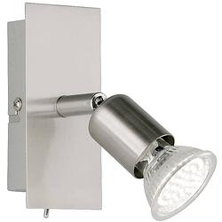 Foto van Led wandspot - trion nimo - gu10 fitting - 3w - warm wit 3000k - 1-lichts - rechthoek - mat nikkel - aluminium