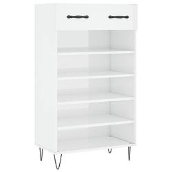 Foto van The living store schoenenkast - elegant - 60 x 35 x 105 cm - hoogglans wit