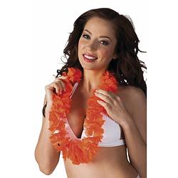 Foto van Oranje hawaii bloemen krans/slinger - verkleedkransen