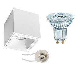 Foto van Opbouwspot set - osram parathom par16 927 36d - pragmi cliron pro - gu10 fitting - dimbaar - opbouw vierkant - mat wit -