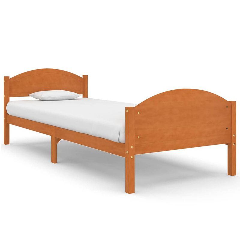 Foto van The living store massief grenenhouten bedframe - 206 x 95.5 x 73.5 cm - honingbruin