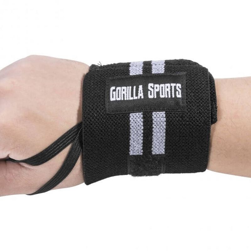 Foto van Gorilla sports polsbanden - katoen - elastisch - zwart/grijs
