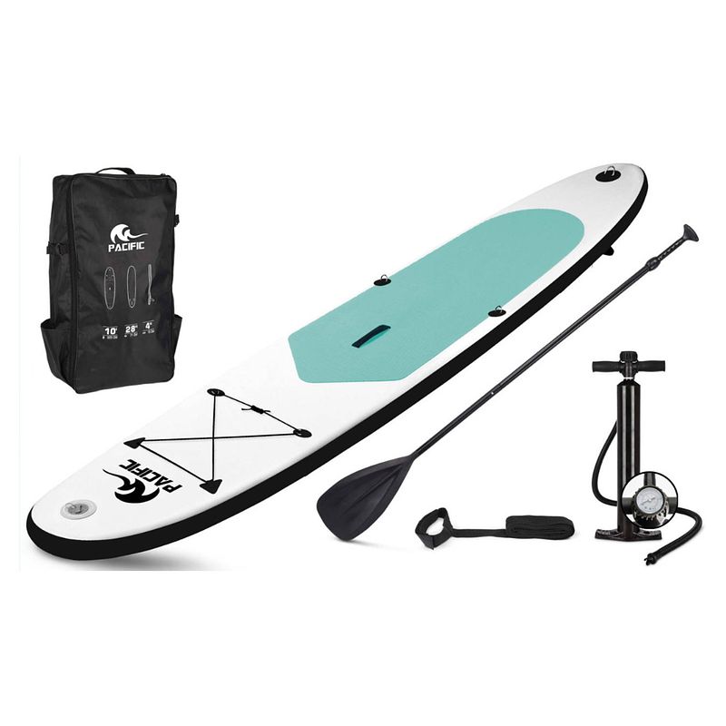 Foto van Pacific special edition sup board - 305 cm - tot 100 kg - wit/groen