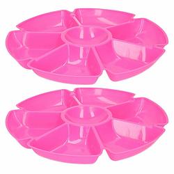 Foto van Excellent houseware hapjes/chips serveerschaal - set 2x stuks - fuchsia - 29 cm - serveerschalen