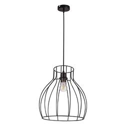 Foto van Industriële hanglamp mina - l:35cm - e27 - metaal - zwart