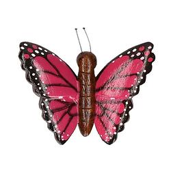 Foto van Houten magneet roze vlinder - magneten