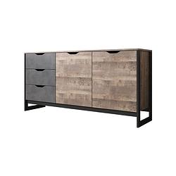 Foto van Meubella dressoir acasia - grijs - eiken - 161 cm