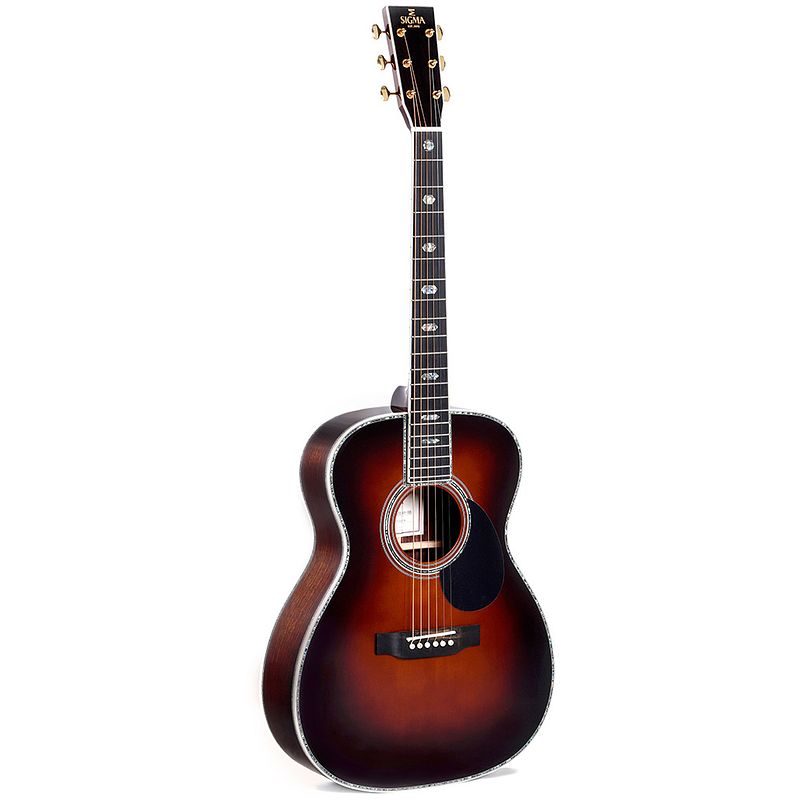 Foto van Sigma guitars somr-45-sb akoestische western gitaar met softcase - sunburst