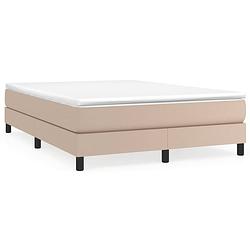 Foto van The living store boxspring met matras kunstleer cappuccinokleurig 140x200 cm - bed