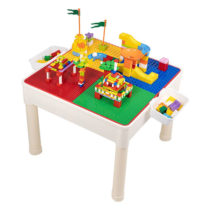 Foto van Decopatent® - 4in1 kindertafel met lego® en duplo® bouwplaat -