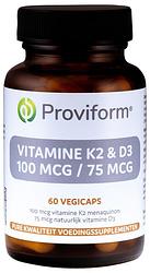Foto van Proviform vitamine k2 100 mcg & d3 75 mcg capsules