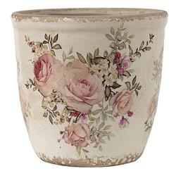 Foto van Clayre & eef roze decoratie bloempot ø 12*12 cm 6ce1421m