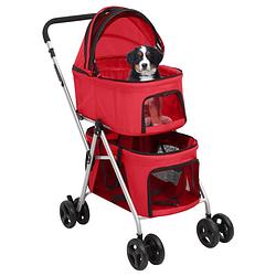 Foto van The living store hondenbuggy - comfortabel en draagbaar - rood - 83 x 48 x 97 cm - max - draagvermogen 10 kg