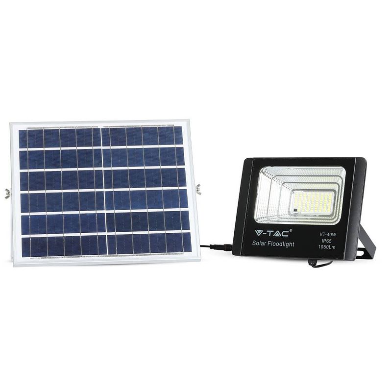 Foto van V-tac vt-40w solar schijnwerper met zonnepaneel - 1050 lm - 6000k -