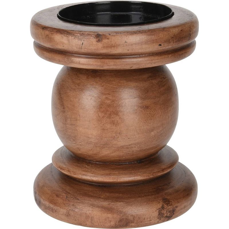 Foto van Nampook - candle holder wood 14 cm brown