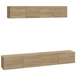 Foto van The living store televisiemeubelset - sonoma eiken - 80x30x30 cm - 100x30x30 cm