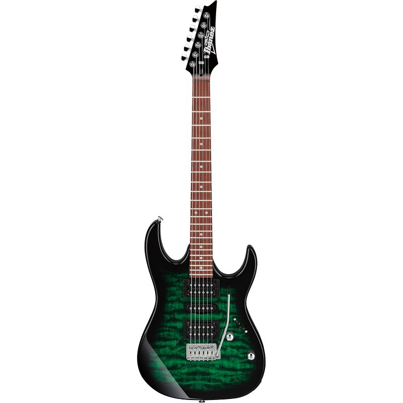 Foto van Ibanez grx70qa gio transparent emerald burst elektrische gitaar