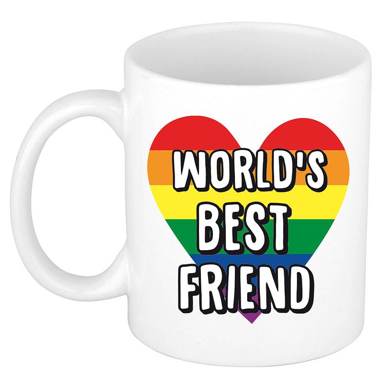 Foto van Bellatio decorations cadeau koffiemok voor beste vriend of vriendin - worlds best friend - 300 ml - feest mokken