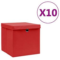 Foto van Vidaxl opbergboxen met deksels 10 st 28x28x28 cm rood