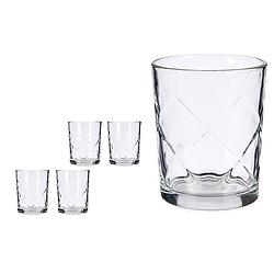 Foto van Set van 4x stuks drinkglazen/waterglazen van 400 ml transparant - drinkglazen