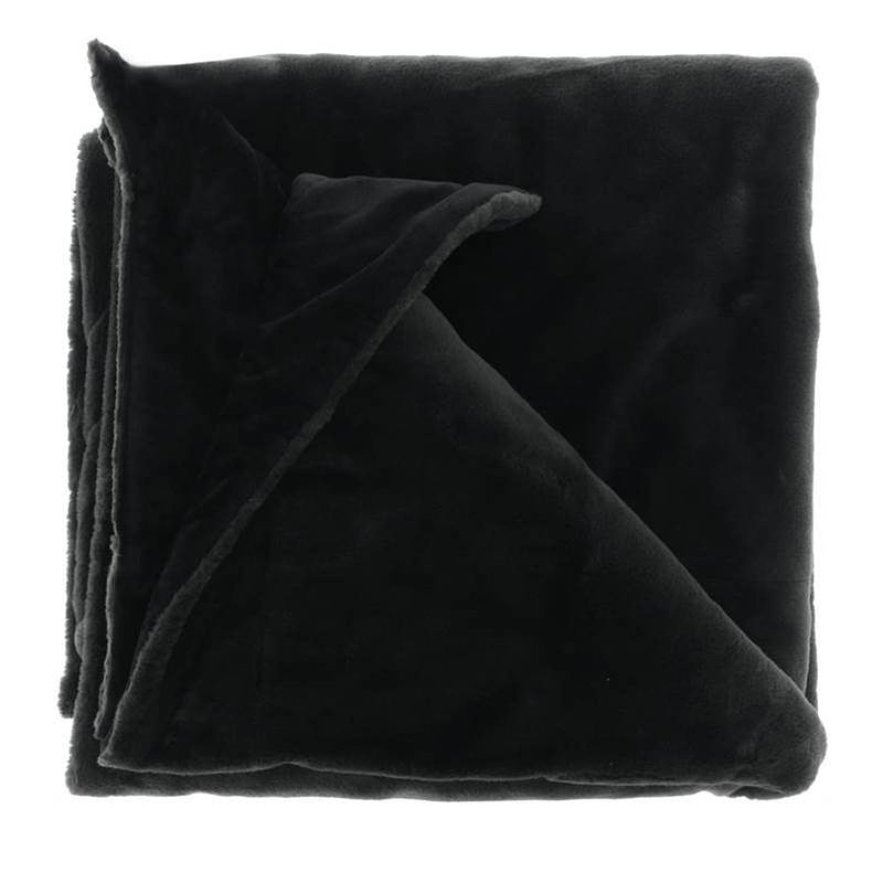 Foto van Unique living klaas fleece plaid - fleece polyester - 150x200 cm - black