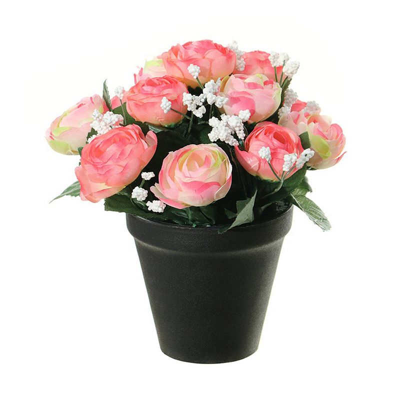 Foto van Louis maes kunstbloemen plant in pot - roze/wit tinten - 20 cm - bloemenstuk ornament - kunstbloemen