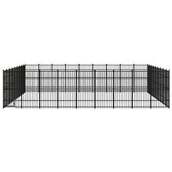 Foto van The living store hondenkennel - stalen stangen - 864 x 864 x 200 cm - zwart - afsluitbaar vergrendelingssysteem