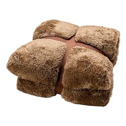 Foto van Wicotex-plaid-deken-fleece plaid fluff bruin 150x200cm-zacht en warme fleece deken.