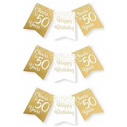 Foto van Paperdreams verjaardag vlaggenlijn 50 jaar - 3x - gerecycled karton - wit/goud - 600 cm - vlaggenlijnen