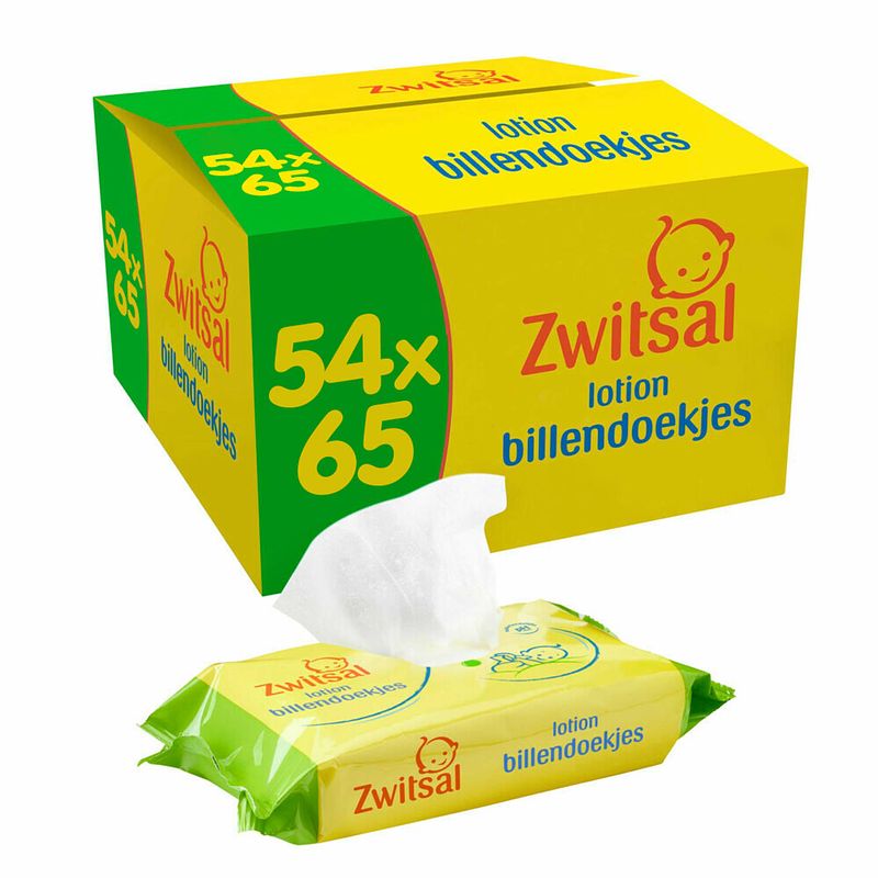 Foto van Zwitsal - billendoekjes lotion - 54 x 65 - 3510 babydoekjes