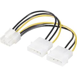 Foto van Renkforce stroom y-kabel [2x ide-stroomstekker 4-polig - 1x pcie-stekker 8-polig] 15.00 cm geel, zwart