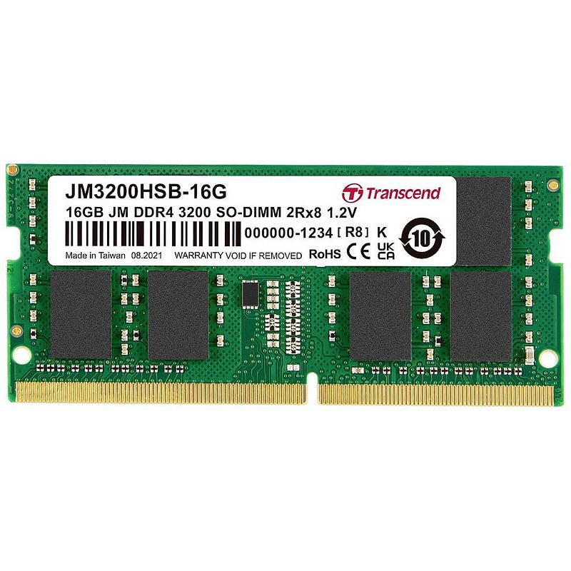 Foto van Transcend jetram werkgeheugenmodule voor laptop ddr4 16 gb 1 x 16 gb 3200 mhz 260-pins so-dimm cl22 jm3200hsb-16g