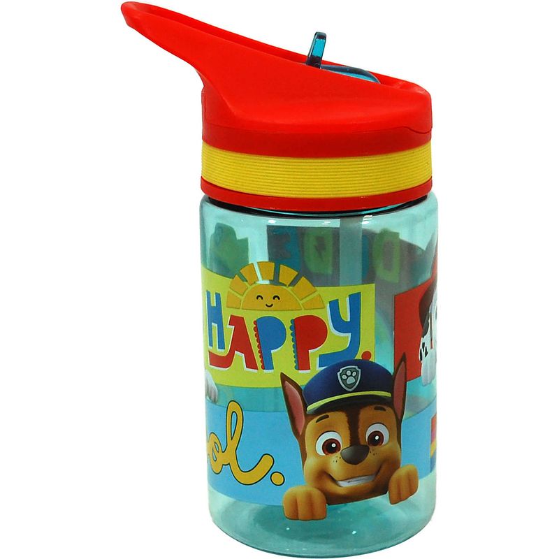 Foto van Paw patrol drinkfles/drinkbeker/bidon met drinktuitje - rood - kunststof - 400 ml - schoolbekers