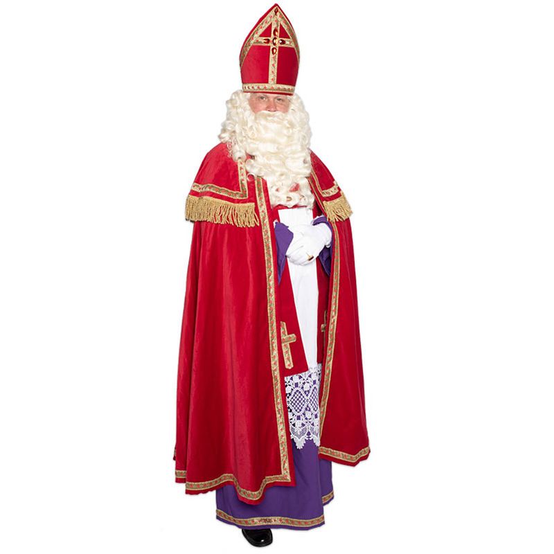Foto van Sinterklaas kostuum katoenfluweel met koker mijter voor volwassenen - carnavalskostuums