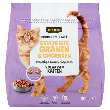 Foto van Jumbo brokkenmix met gevogelte granen & groenten katten volwassen 800g