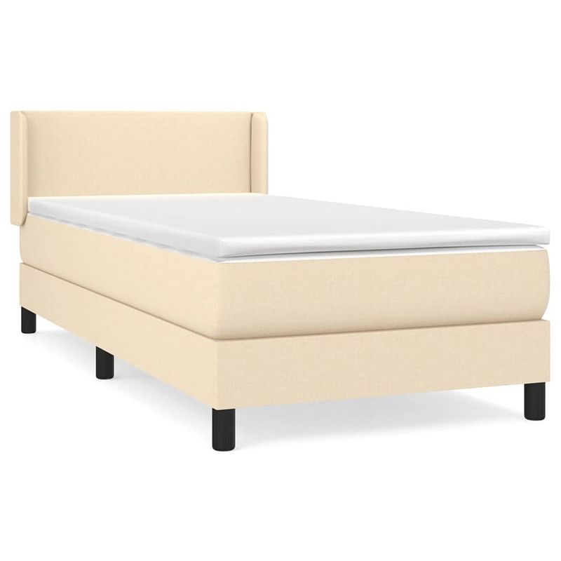 Foto van The living store boxspringbed - crème - 193 x 93 x 78/88 cm - pocketvering matras - middelharde ondersteuning -