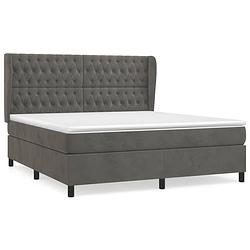 Foto van The living store boxspringbed - fluweel - donkergrijs - 203 x 183 x 118/128 cm - pocketvering