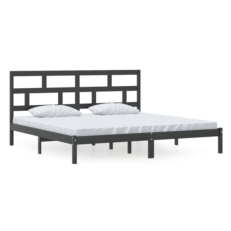 Foto van The living store houten bedframe - the living store - bed - afmeting- 205.5 x 206 x 100 cm - kleur- zwart