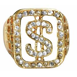Foto van Gangster gouden ring met diamanten - verkleedsieraden