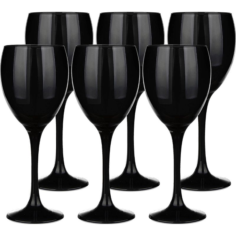 Foto van Glasmark wijnglazen - 12x - black collection - 300 ml - glas - wijnglazen