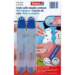 Foto van Tesa glue pen duo 2x 35 gram - lijm - hobbylijm - lijmpen - kinderen duo-lijmpen