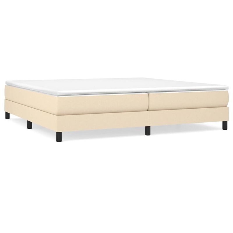 Foto van The living store boxspringbed s - bedframe crème - 203 x 200 x 25 cm - pocketvering matras - middelharde ondersteuning