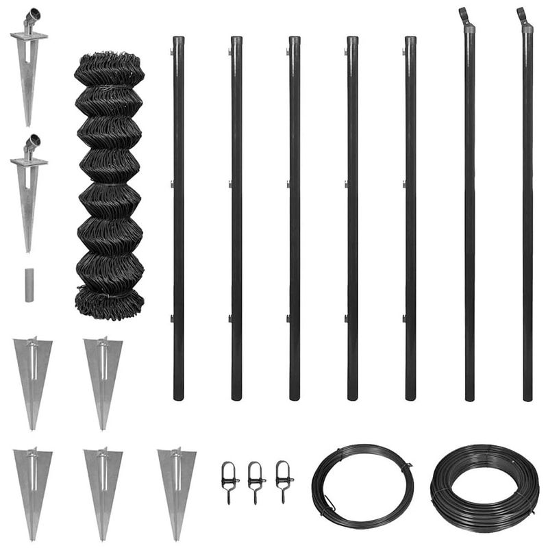 Foto van Vidaxl gaashek met grondankers 1,5x15 m grijs