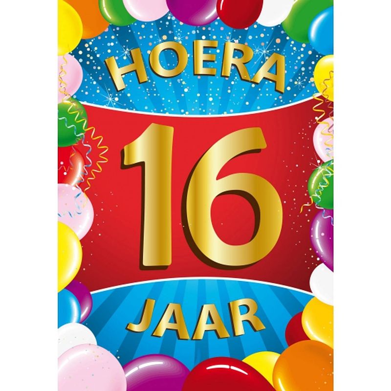 Foto van 16 jaar mega deurposter 59 x 84 cm leeftijd verjaardag feestartikelen - feestposters