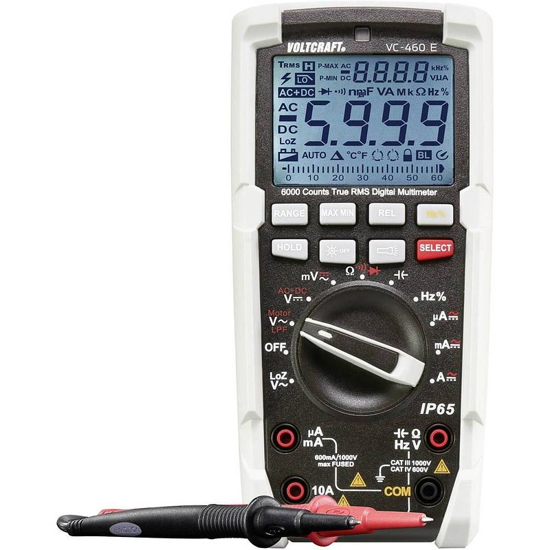 Foto van Voltcraft multimeter digitaal sproeidicht (ip65) cat iii 1000 v, cat iv 600 v weergave (counts): 6000